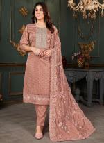 Pure Organza Rose Pink Festival Wear Embroidery Work Straight Suit